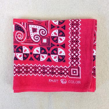 Vintage 1930s 1940s Elephant Brand Trunk Down Fast Color Red Cotton Bandana #3 