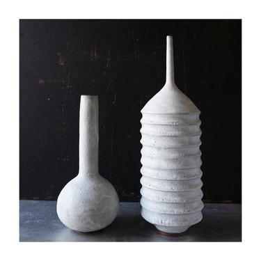 SHIPS NOW- set of 2 large stoneware vases glazed in a matte crater white by sarapaloma . 