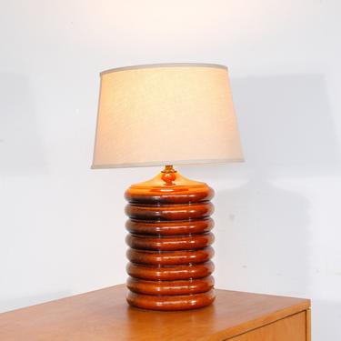 Ribbed Speckled Ceramic Table Lamp Vintage 