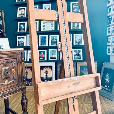 Large Antique Wooden Easel | Painting Display | Art Easel | Store Display | Industrial Easel | Folding Easel 