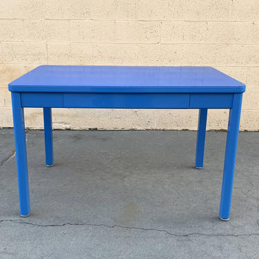 1960s Tanker Table by Steelcase, Refinished in Bright Blue