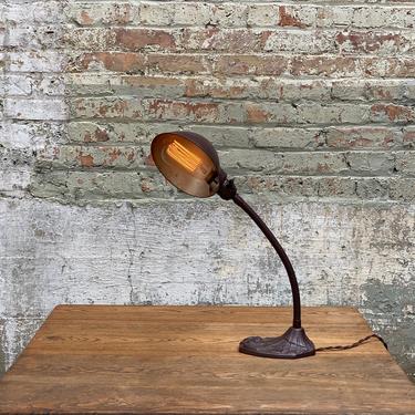 Industrial Art Deco Faries Mfg Cast Iron Gooseneck Desk Lamp 