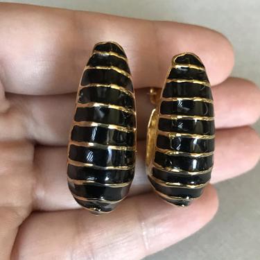 Black and Gold Clip Earrings