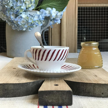 Lovely teas set vintage French ironstone with red stripes- RTS02 