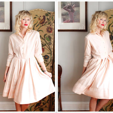 1950s Dress // Wm. Marcus Silk Pink Shirtwaist Dress // vintage 50s dress 