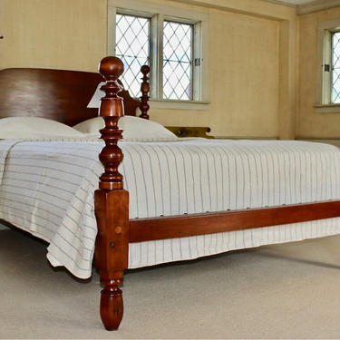 Ball &amp; Bell Bed in Maple, Circa 1830 Resized to Queen