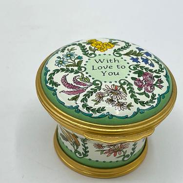 Halcyon Days English Enamels "With Love To You" Mothers Day 1997 Floral Trinket Box- Rare Find 