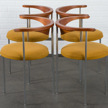 Frederik Sieck for Fritz Hansen Set of Four Model 3200 Chairs, Denmark, 1960s