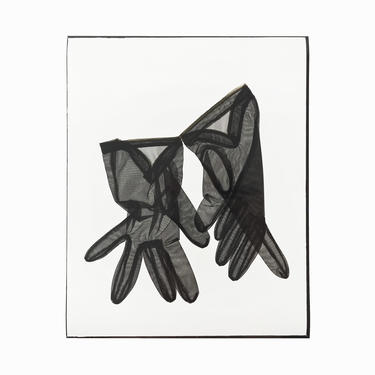Karen Savage Photogram Black Lace Gloves Vintage 