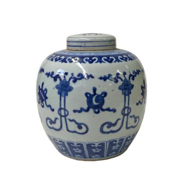 Hand-paint Treasure Graphic Blue White Porcelain Ginger Jar ws1708E 