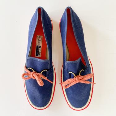 Vintage 1970s/80s Navy & Red Tennis Shoes / 7.5 