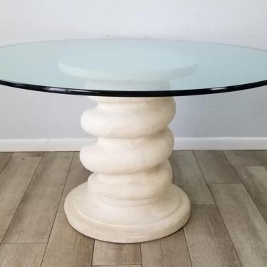 Michael Taylor Architectural Plaster Column Dining Table Whit Glass Top . 