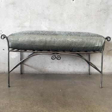 Iron Bench with Upholstered Cushion