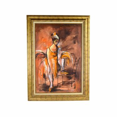 Vintage Midcentury Modern Abstract Oil Painting Cabaret Ballet Dancer Collazzi 