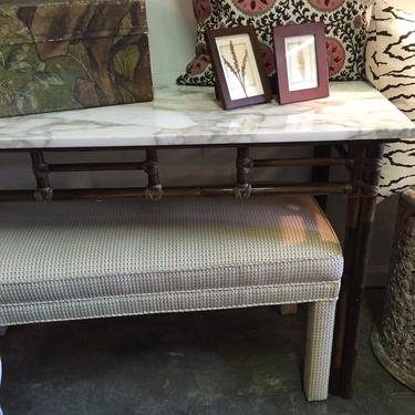 SOLD - Vintage McGuire bamboo console with Marble top.