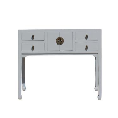 Chinese Semi Gloss Gray Wood Plain 4 Drawers Side Table cs5794E 