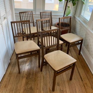 Set of 6 Mid Century folding dining chairs 