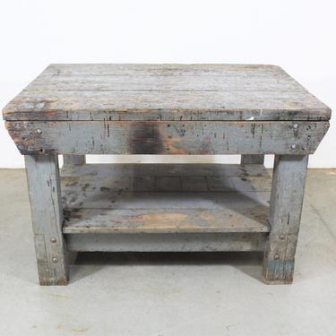 Vintage/Antique Industrial Primitive Workbench Table/Island, circa 1930s 