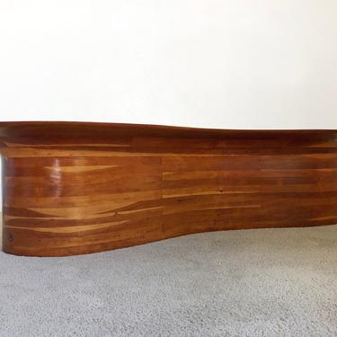 mid century biomorphic studio craft organic sculptural long coffee table bench 