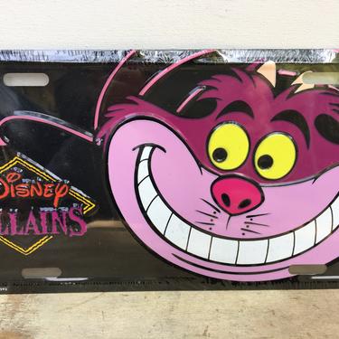 Vintage Disney Villains, Alice In Wonderland Cheshire Cat License Plate, Fashion Plate, Cat Lovers, Pink And Black 