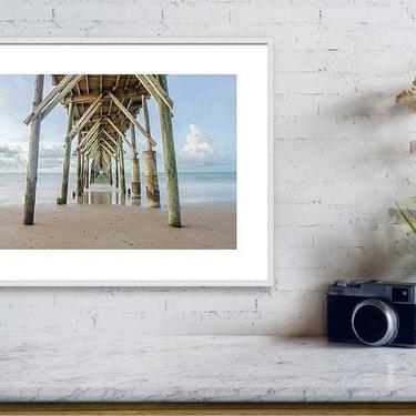 Beach Photo, North Carolina Coast Wall Art, Ocean Photography, Beach Pier Print, Topsail Island Print, Beach Home Decor, Ocean Sunrise Art 
