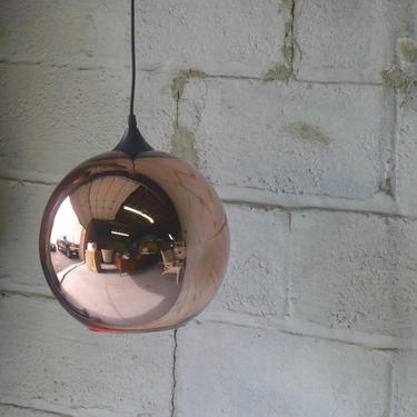 Mid Century MODERN styled Copper BALL pendant lamp 