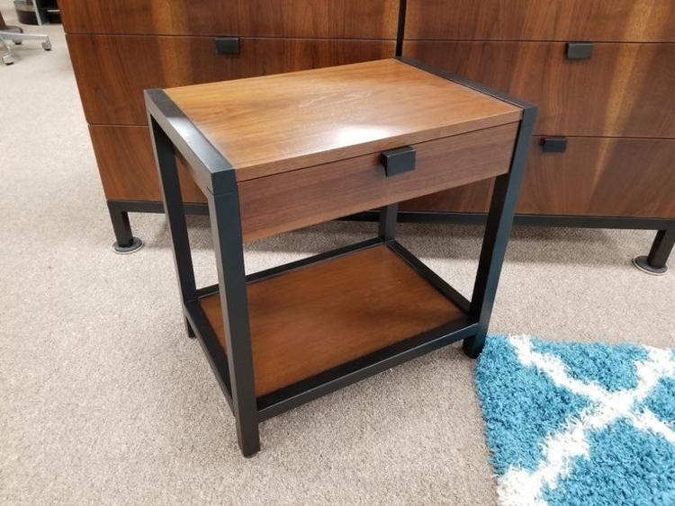                   Walnut nightstand with black accents