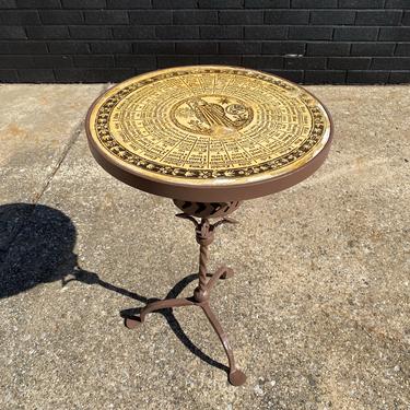 Cast Iron Side Table, with Decorative Top