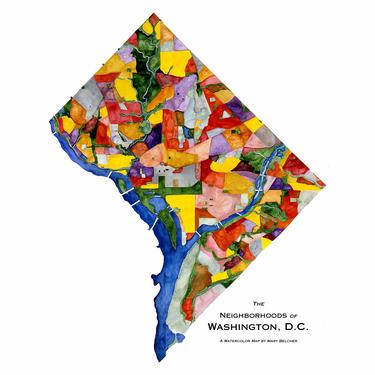 Map of the Neighborhoods of Washington, DC, 8"x10"