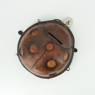 Leather Ladybug Locking Purse Jewelry Box NO KEY Vintage Mid-Century Modern Studio Craft 