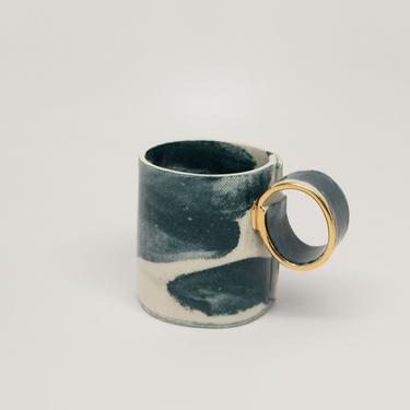 Green Forest Marbled Porcelain Lungo Mug, 6 oz 