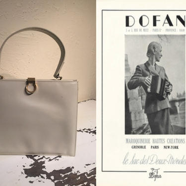 L'elegance Pour Vous - Vintage 1950s Dofan Ivory Leather Handbag Purse 