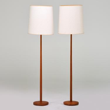 Pair Danish Teak Pole Floor Lamps