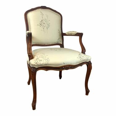 Vintage French Embroidered Silk Arm Chair