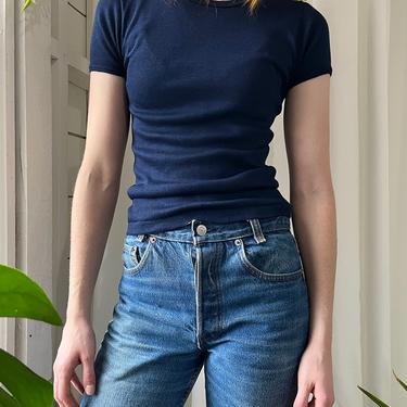 70s Navy Deadstock French Cut Tee