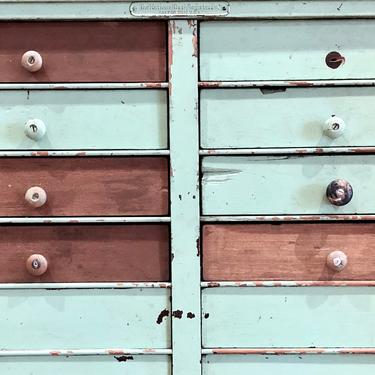 Antique National Cash Register Drawer Cabinet | Vintage Drawers | Cupboard with Drawers | Green Cupboard | Storage Cabinet | Craft | Art 