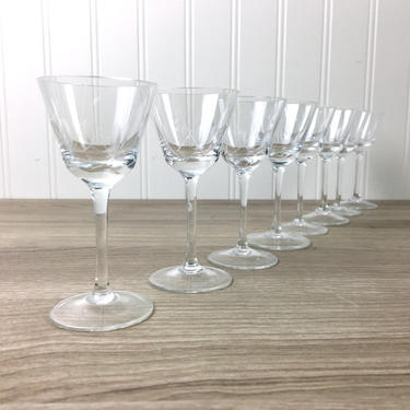 Stemmed cut crystal cordial glasses - set of 8 - 1990s vintage 