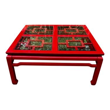 Vintage Coffee Table Asian Chinoiserie 1970&#x27;s Red