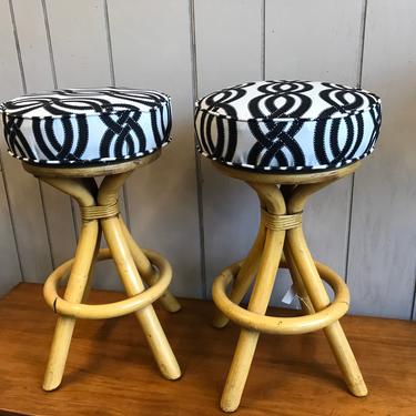 Pair of low swivel vintage stools 