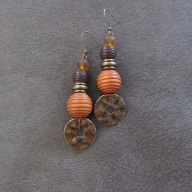Hammered bronze earrings, geometric earrings, unique mid century modern earrings, ethnic earrings earrings, bohemian earrings, statement 