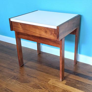Nightstand Side Table by John Keal for Brown Saltman MCM Solid Walnut Wood 