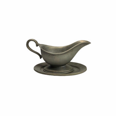 Vintage Pewter Gravy Boat with Dish Set 