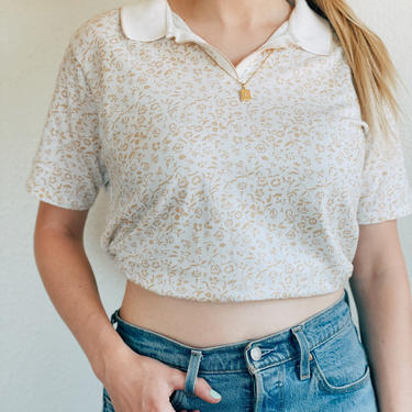Vintage Floral Collared Tee Shirt 