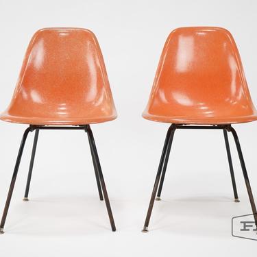 Pair of Orange Herman Miller Shell Chairs
