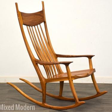 Modern Walnut Sam Maloof Style Rocking Chair 