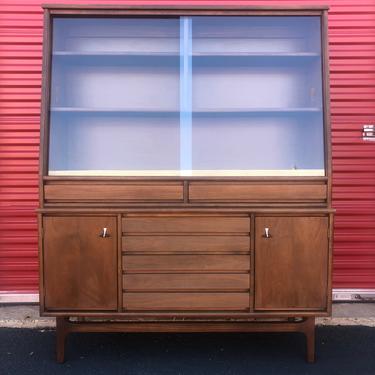 Mid Century Walnut China Cabinet by Stanley 