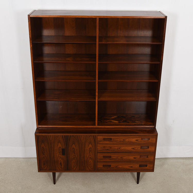 Danish Modern Rosewood 2-Piece Bookcase / Display Cabinet