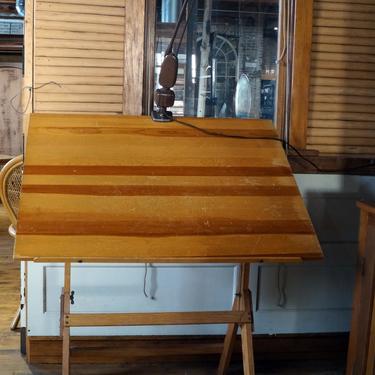 Adjustable Wood Drafting Table w Light