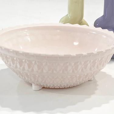 Vintage 1950s Jeannette Shell Pink Footed Milk Glass Bowl Free Shipping 