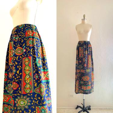vintage 60's floral hippie maxi skirt 